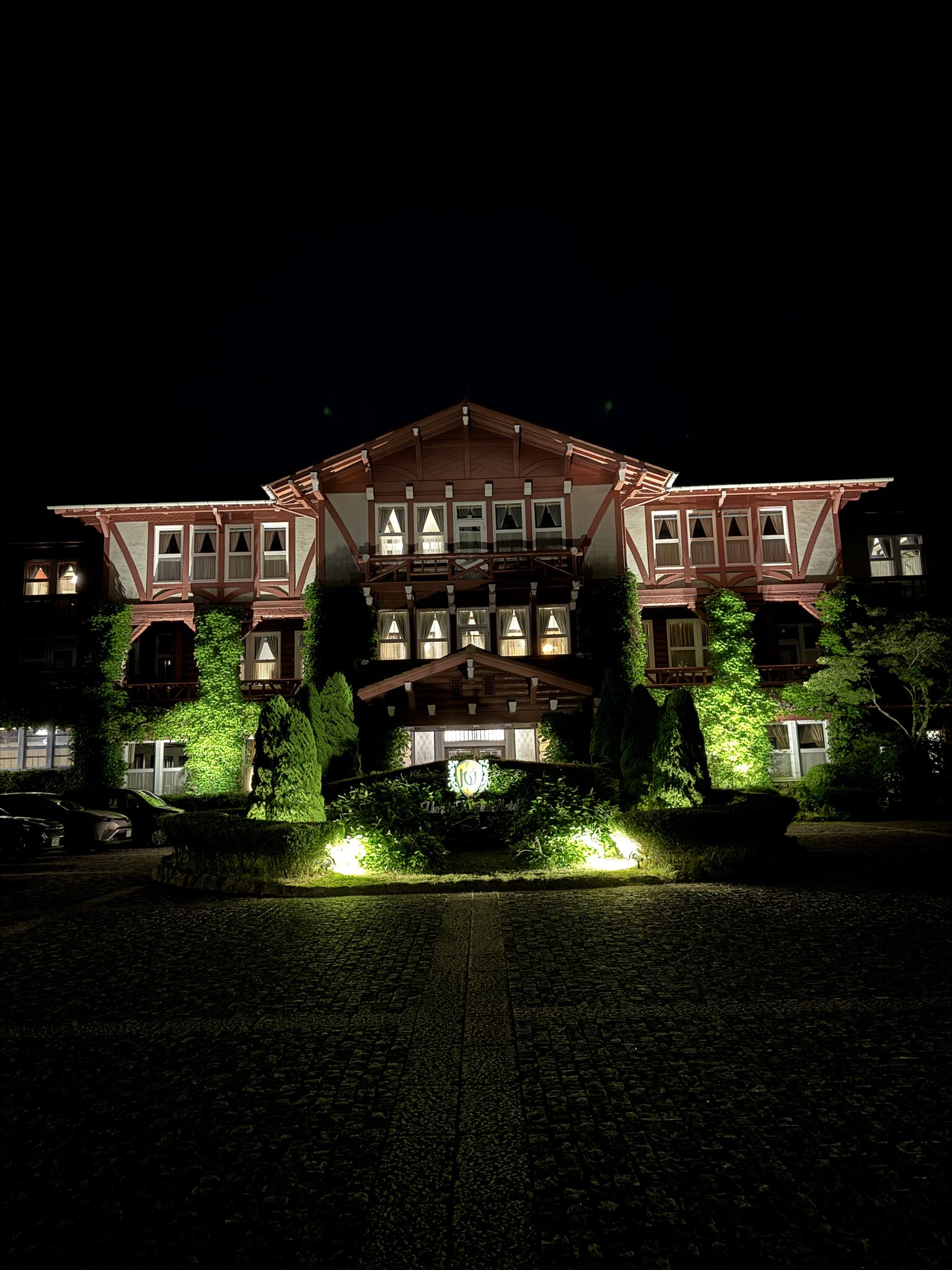 Hotel exterior at night